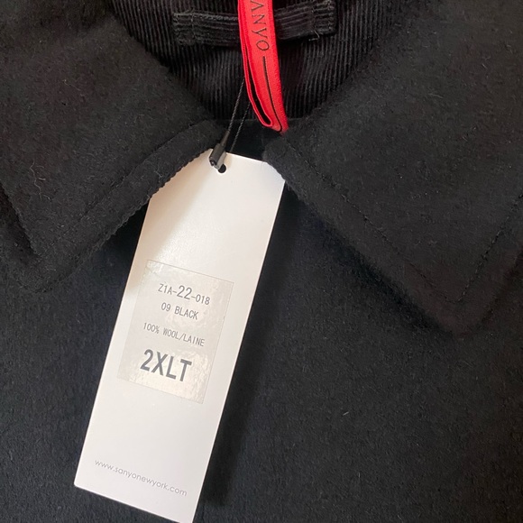 Black Sanyo Pea coat 100% wool size 2XLT - Picture 5 of 6